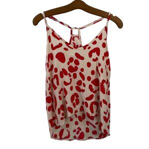 Leyendecker Cami Tank Top Size 6 Animal Print Scoop Neck Sleeveless Silk Red